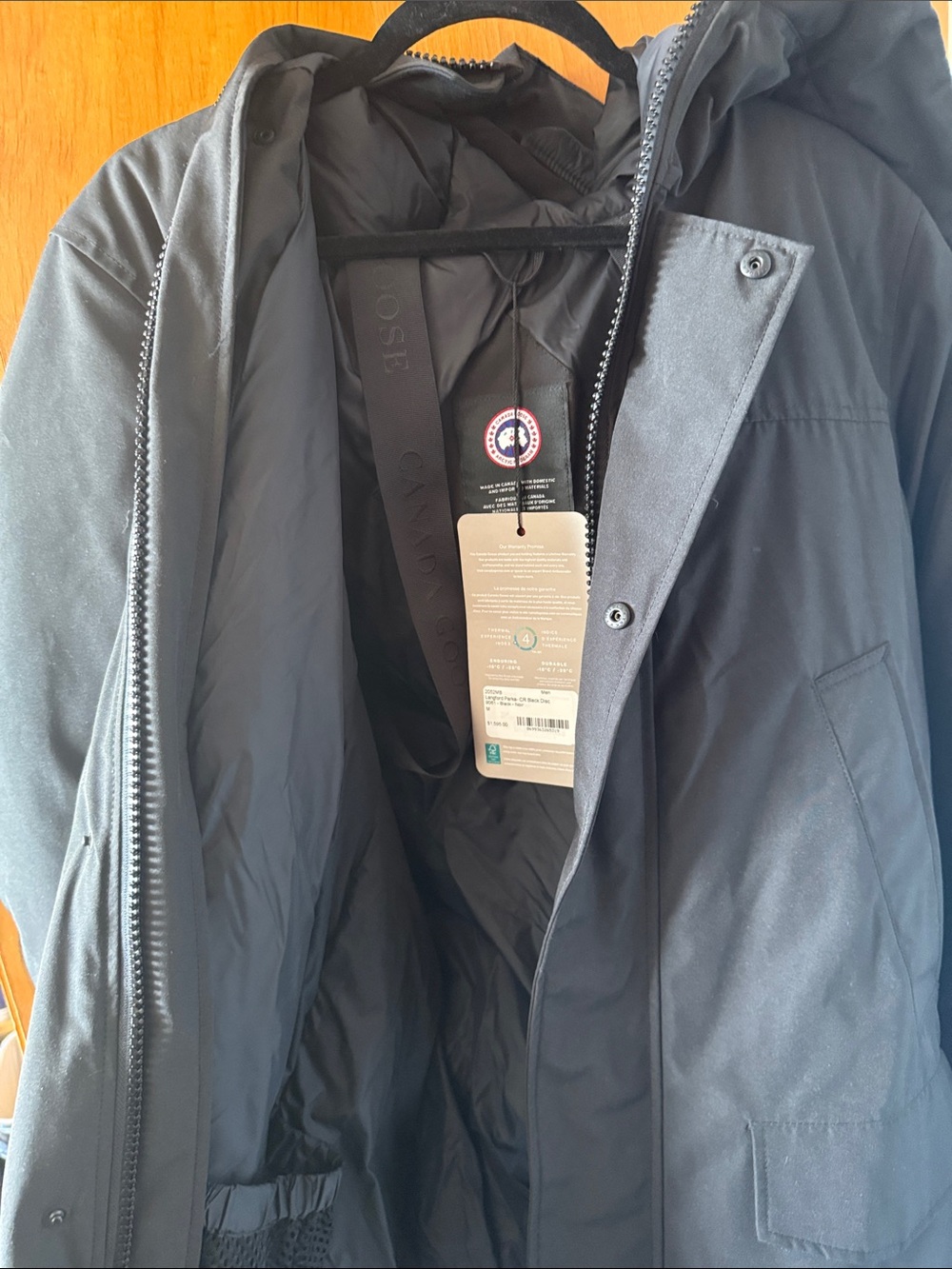 Canada Goose Men’s Black Hooded Langford Parka-CR Black Disc 9061 Puffer Coat